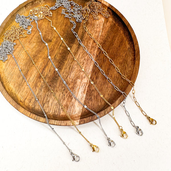 Premium 18k Plated and Stainless Steel Polished Fine Necklace Chains-----> Choose Your Style and Color!