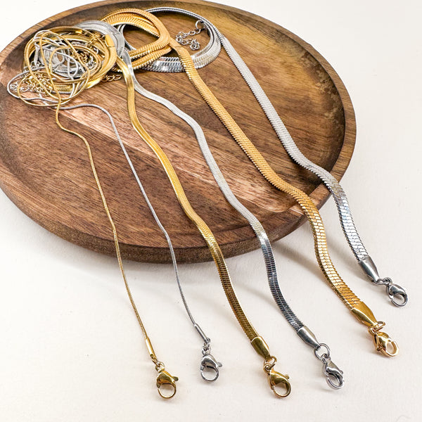 Premium 18k Plated and Stainless Steel SNAKE Necklace Chains----->