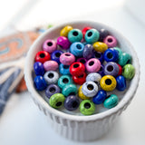 Crackle Acrylic Large Hole Bead Mix – 50pc Colorful Rondelle Beads for Bag Charms & Keychains