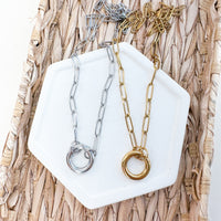 Premium CHARM KEEPER Necklace 18k Plated and Stainless Steel Polished Necklace-----> Choose your Color!
