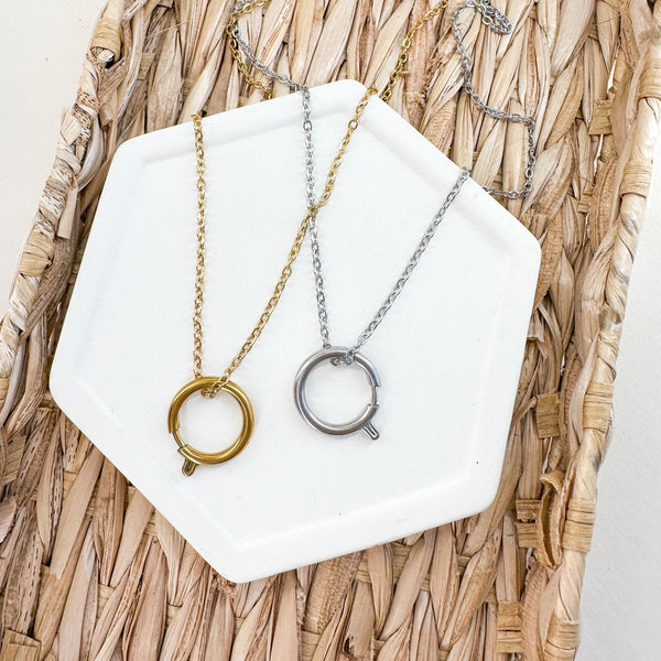 Premium CHARM KEEPER Dainty Chain Necklace 18k Plated and Stainless Steel Polished Necklace-----> Choose your Color!