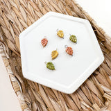 CHARM BAR Premium 18k Gold Plated and Stainless Steel MINI LEAF Charms-----> Choose your Color!