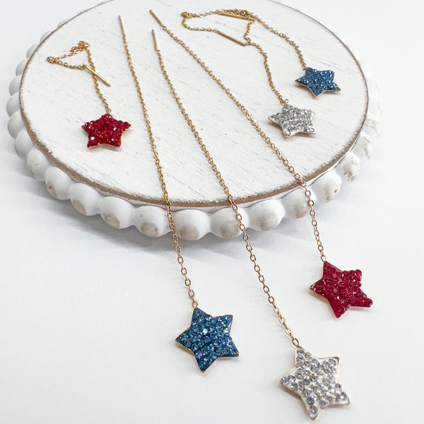 Premium 18k Gold Plated and Stainless Steel PAVE STAR THREADERS-------> Choose your color and finish
