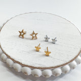 Premium 18k Gold Plated and Stainless Steel STAR STUDS! ------> Choose your finish and size