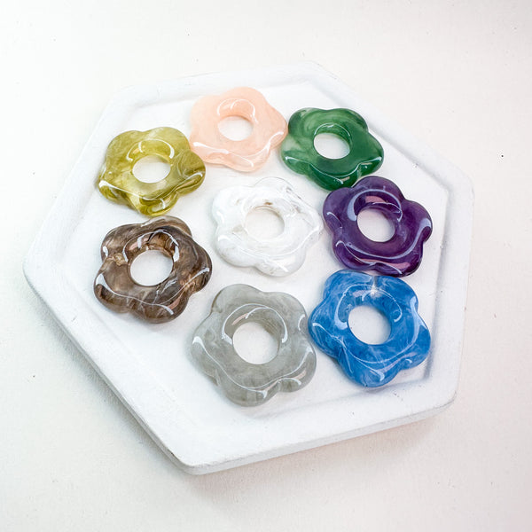 Acrylic Charm HALLOW CHUBBY FLOWER CHARMS----> Sold in Pairs!