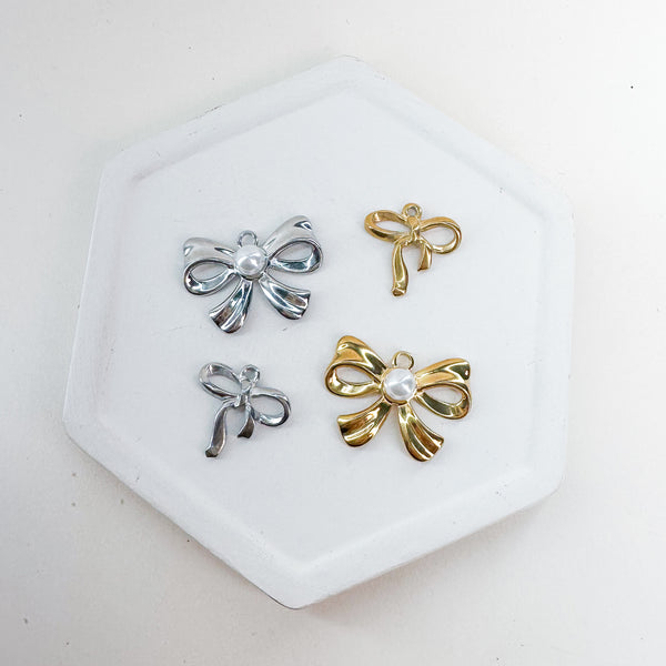 CHARM BAR Premium 18k Gold Plated and Stainless Steel BOW Charms-----> Choose your Color or Size!