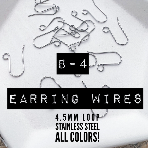 B-4 4.5mm Loop Stainless Steel Earring wires, Petite