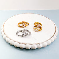 PFJ  18K Gold Plated and Stainless Steel PAVE SOLITAIRE HUGGIE------> Choose your Finish!