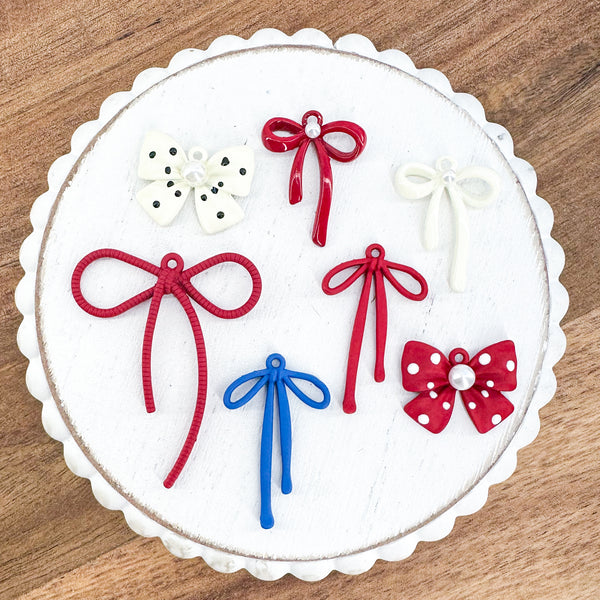 RED WHITE AND BOW Charms! ------>Choose your shape and Color! + Surprise packs Grab bags!