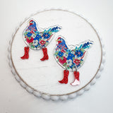AP CHICKEN WITH BOOTS Acrylic Pendant-------> Choose Floral or FLAG