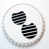 Acrylic Charm Circle with Cut Out B/W STRIPES