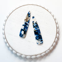 Acrylic Charm Skinny Tear Drop BLUE MELT