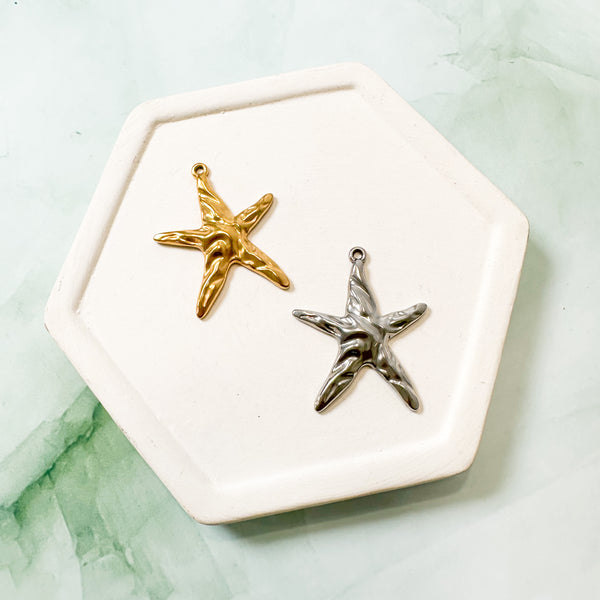 CHARM BAR Premium 18k Gold Plated and Stainless Steel LARGE STARFISH Charms-----> Choose your Style!