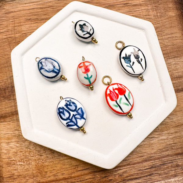 CHARM BAR Premium 18k Gold Plated and Stainless Steel CERAMIC BEAD Charms-----> Choose your Style!