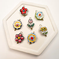 CHARM BAR Premium 18k Gold Plated and Stainless Steel CERAMIC BEAD Charms-----> Choose your Style!