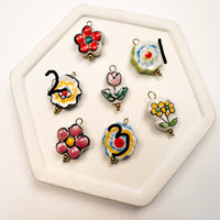 CHARM BAR Premium 18k Gold Plated and Stainless Steel CERAMIC BEAD Charms-----> Choose your Style!