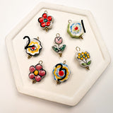 CHARM BAR Premium 18k Gold Plated and Stainless Steel CERAMIC BEAD Charms-----> Choose your Style!