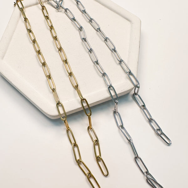 Premium 18k Plated and Stainless Steel UNFINISHED Paper Clip Chains-----> By the meter Choose your Size!