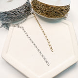 Premium 18k Plated and Stainless Steel UNFINISHED Paper Clip Chains-----> By the meter Choose your Size!