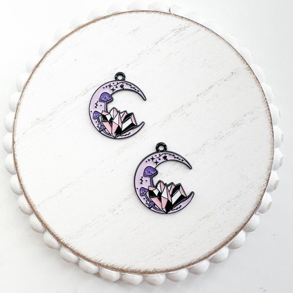 Alloy CRYSTAL MOON Enamel Charm