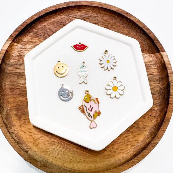 CHARM BAR Premium 18k Gold Plated and Stainless Steel ENAMEL Charms-----> Choose your Style and Color!