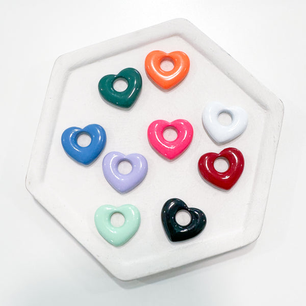 CHARM BAR Alloy/Enamel Charms Glossy HALLOW HEART Charms-----> Choose Your Color
