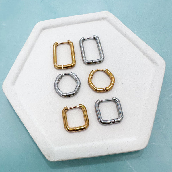Premium Basic Hoop Huggies Geometric --------> Choose your Finish and size!