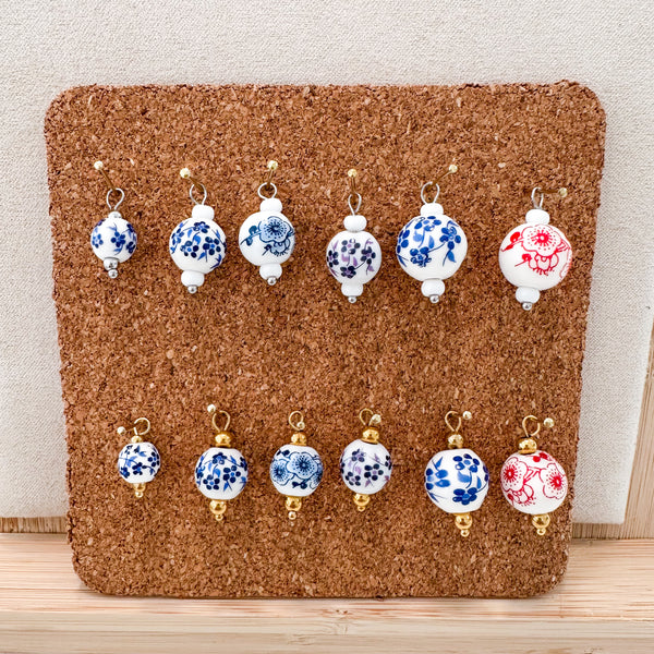 CHARM BAR Premium 18k Gold Plated and Stainless Steel CERAMIC BEAD Charms-----> Choose your Color!
