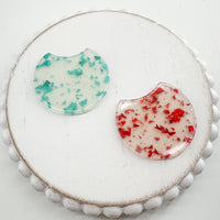 Acrylic Charm Circle with Cut Out CONFETTI GLITTER------> Choose your color!