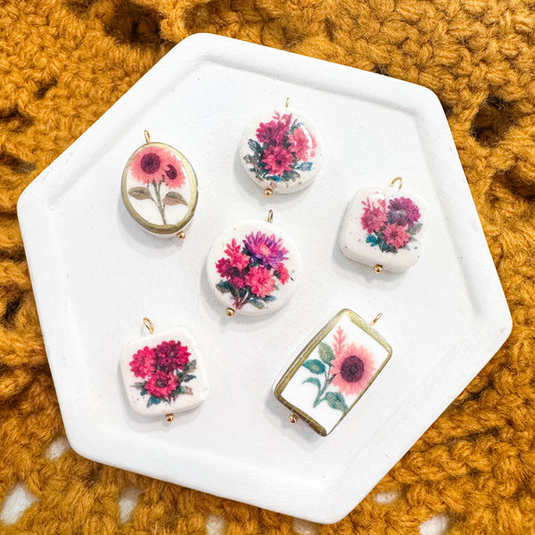 Faux Ceramic Charms----> Romantic Fall Florals