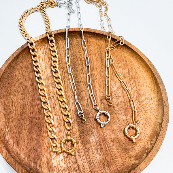 Premium CHARM KEEPER  Chain Necklace 18k Plated and Stainless Steel Polished Necklace-----> Choose your Color! (Copy)