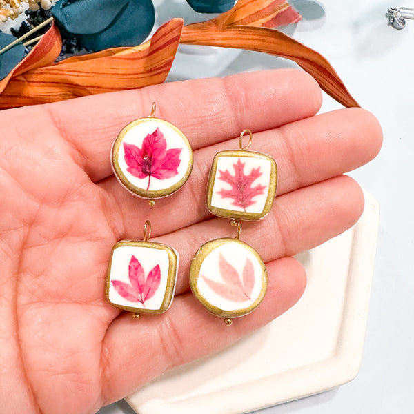 Faux Ceramic Charms----> Realistic Fall Leaves Finished Charms