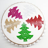 LCM Laser Cut CHRISTMAS TREE filigree metal charms and connectors 5 pairs---> Choose your color!