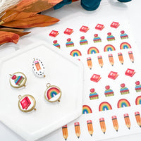 Clay Transfer Sheets---> Charm Sized--->Back to School Charm Transfers