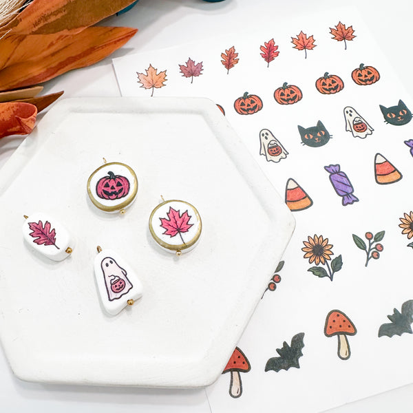 Clay Transfer Sheets---> Charm Sized--->Sweet and Spooky Fun Charm Transfers