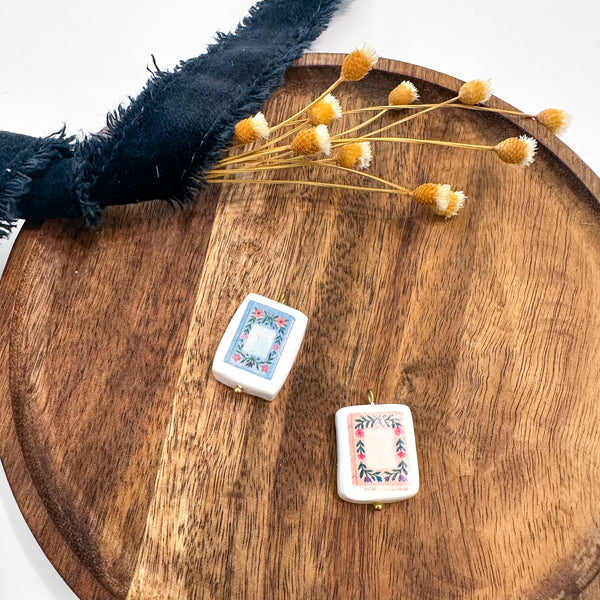 Faux Ceramic Charms----> Floral Book Charms