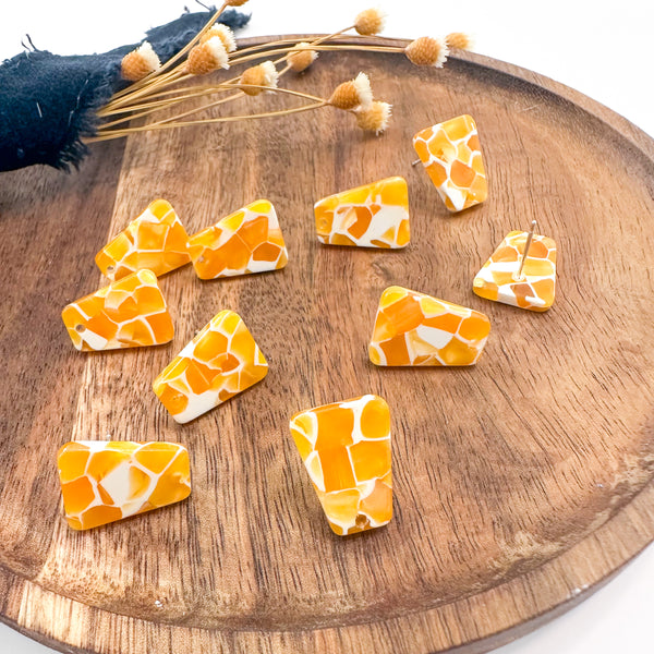ASC Acrylic Trapezoid Stud Connectors--------> Melted Candy Corn Colors