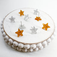 Acrylic GLITTER STAR Stud Connectors-----> Gold or Silver!