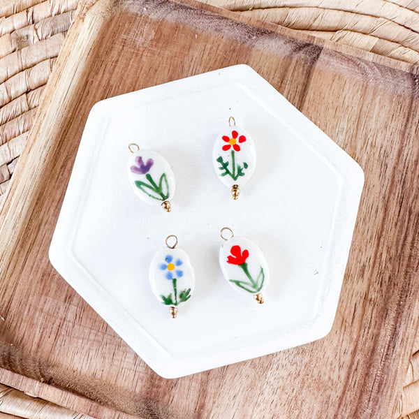 CHARM BAR Premium 18k Gold Plated and Stainless Steel CERAMIC HAND PAINTED Charms-----> Choose your Style!