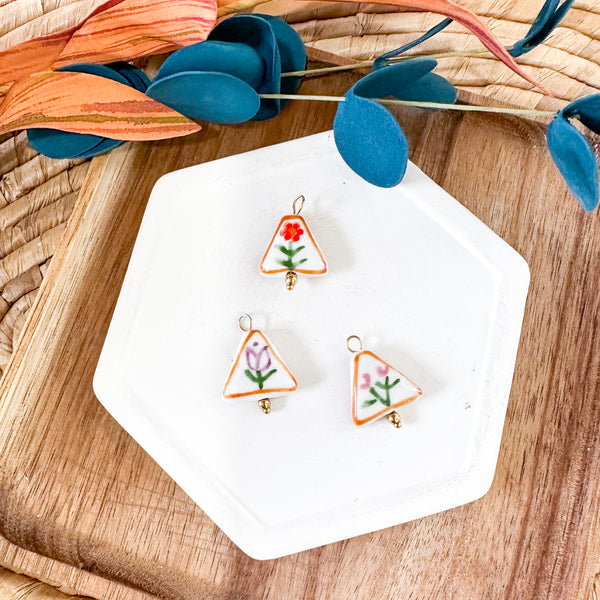 CHARM BAR Premium 18k Gold Plated and Stainless Steel CERAMIC HAND PAINTED Charms-----> Choose your Style!