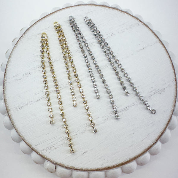 Rhinestone Long Tassel Chains 5 pairs-------> Gold or Silver