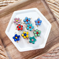 CHARM BAR Premium 18k Gold Plated and Stainless Steel CERAMIC DAISY Charms-----> Choose your Style!