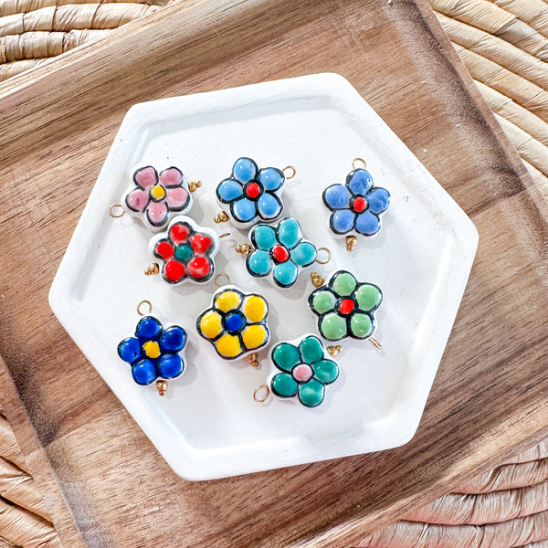 CHARM BAR Premium 18k Gold Plated and Stainless Steel CERAMIC DAISY Charms-----> Choose your Style!
