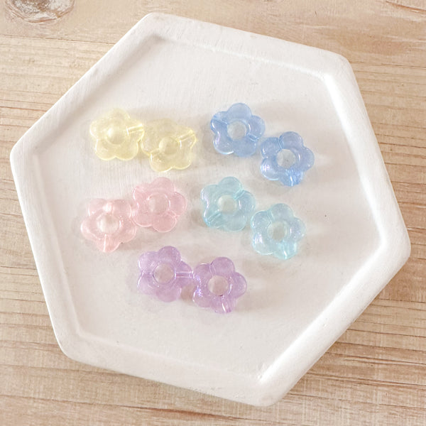 Acrylic Charm PASTEL MINI HALLOW FLOWER CHARMS----> Mixed Grab Bag! ( in pairs!)