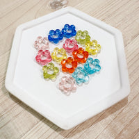 Acrylic Charm CRYSTAL MINI HALLOW FLOWER CHARMS----> Single Colors OR Mixed Grab Bag! ( in pairs!)