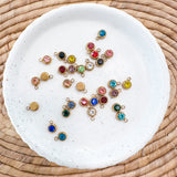 CHARM BAR Premium 18k Gold Plated and Stainless Steel MINNIE BIRTH STONE Charms-----> set of 12 Gold or Silver!