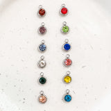 CHARM BAR Premium 18k Gold Plated and Stainless Steel MINNIE BIRTH STONE Charms-----> set of 12 Gold or Silver!