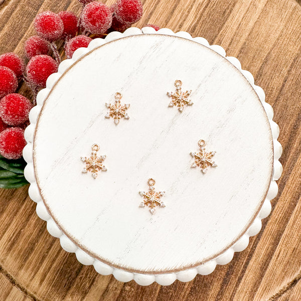 Pave Gold Snowflake Charms