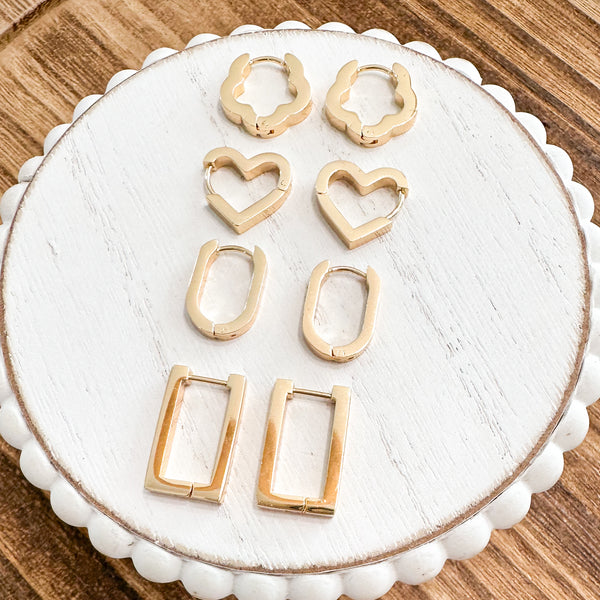 18k Gold Plated Huggies------> Choose your Shape!
