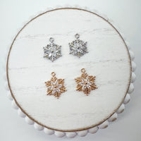 CZ Pave SNOW FLAKE Charms----> Gold or Silver